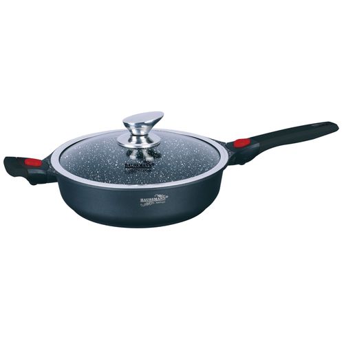 Haussmann Héritage - 28cm Sauteuse Revêtement Marbrs Avec Couvercle En Verre ¿Poignée Amovible - Hm-2428m