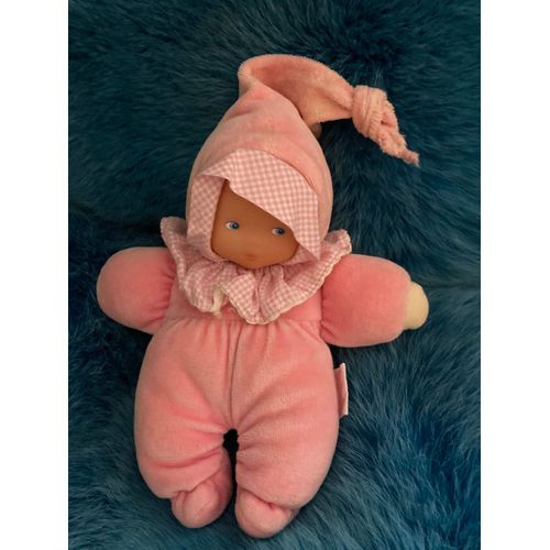 Bébé Poupée Hochet Fille Rose Vichy Rose Yeux Bleus Corolle 23 Cm