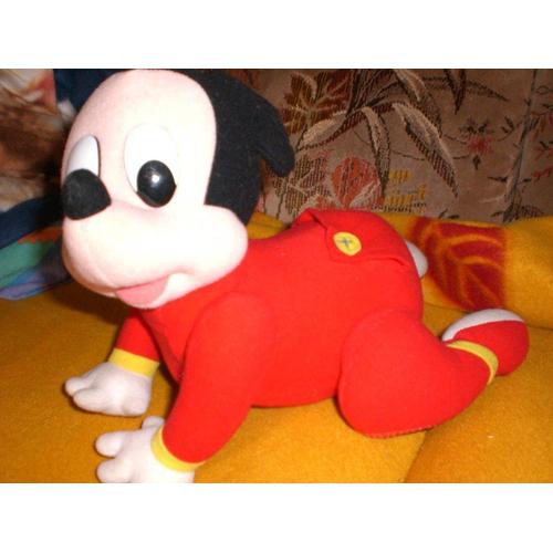 Peluche - Mickey Bébé Rouge À Quatre Pattes