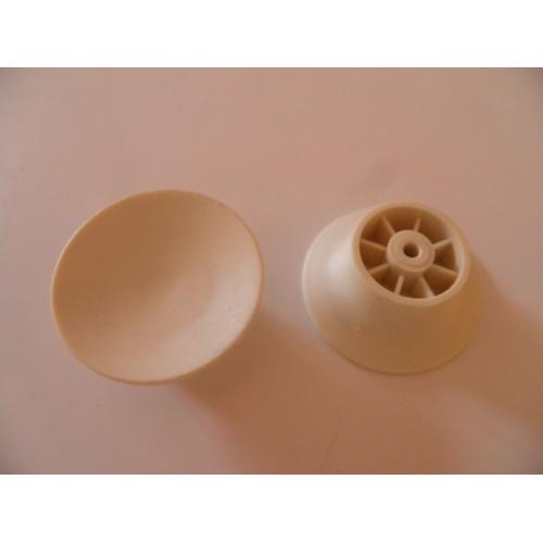 2 boutons ronds KZ porte pliante-coulissante , D. 48 mm PVC crème