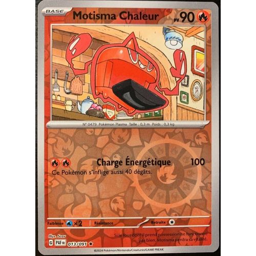 Carte Pokémon Reverse Motisma Chaleur 013/091 Paf Sv4.5 Destinées De Paldea