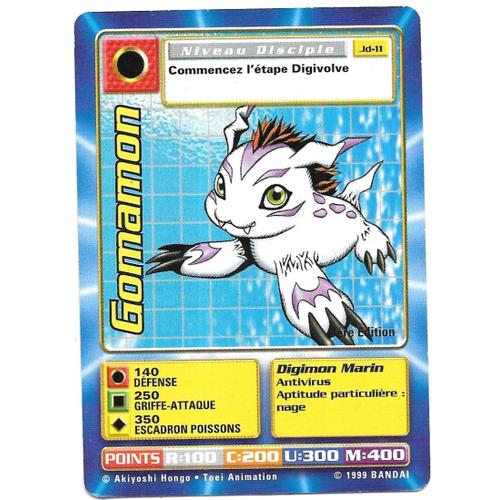 Carte Digimon - Gomamon Jd-11 [Premiere Edition 1] - Bandai 1999
