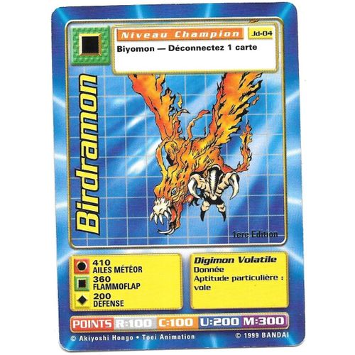 Carte Digimon Birdramon Jd-04 [Premiere Edition 1] Vf - Bandai 1999