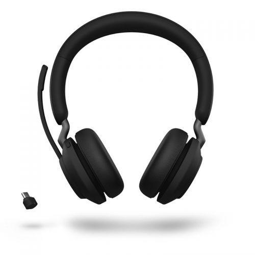 Jabra Evolve2 65 MS Stereo - Micro-casque - sur-oreille - Bluetooth - sans fil - USB-C - isolation acoustique - noir - Certifié pour Microsoft Teams