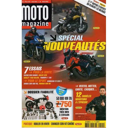 moto magazine/special nouveautés/50000 km en kawasaki z 750 N° 214 : 7  essais:suzuki 650 bandit/ducati s2r/harley 1450 deluxe/triumph t 100/yamaha  600 r6/honda cbr 600 rr/kawasaki zx 636 r/..