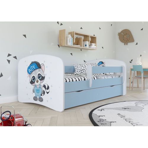 Lit Babydreams 2 Bleu Raton Laveur Tiroir Et Matelas Inclus 160/80