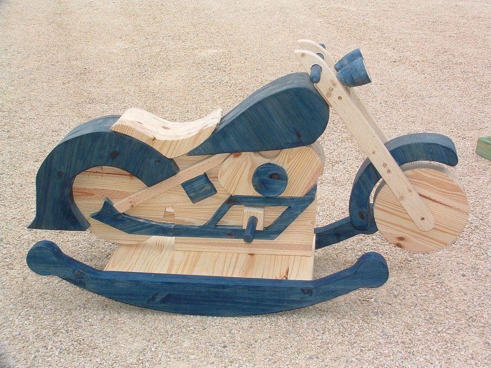 Bascule enfant moto en bois made in France