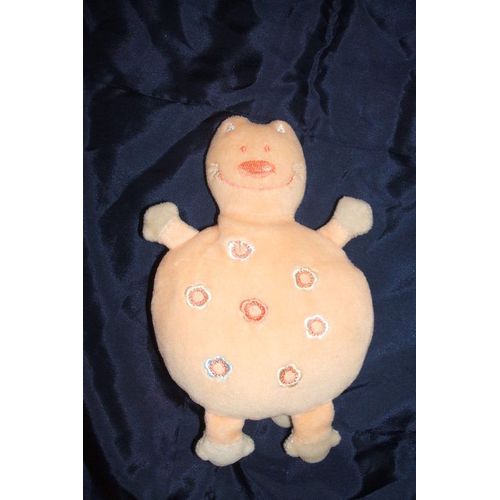 Doudou Peluche Chat  Fleur Semi Plat Orange Ours Saumon Auchan