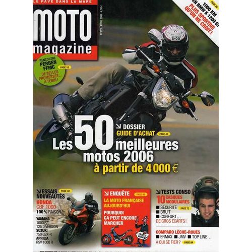Moto Magazine/Les 50 Meilleures Motos 2006/1000 Km En Bmw K 1200 Gt/  N° 226 : Essais Honda Cbf 1000/Yamaha 1000 Fz1/125 Diversion/Aprilia Rsv 1000 R/Suzuki 750 Gsx R