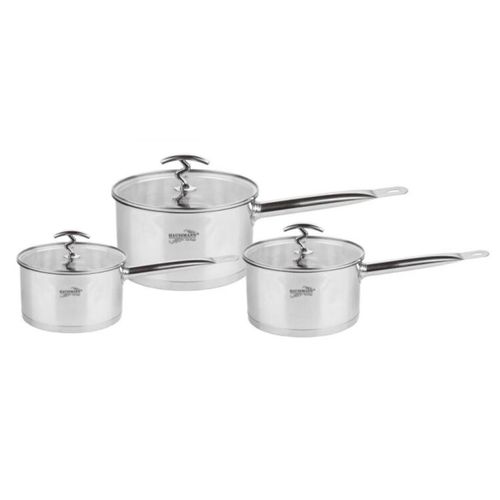 Haussmann Héritage® - Série De 3 Casserole Professionnel Avec Couvercles/Inox- Tous Feux Dont Induction - Hm-0615