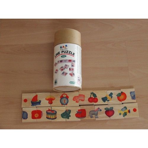 Puzzle/Dominos - 16 Pièces En Bois