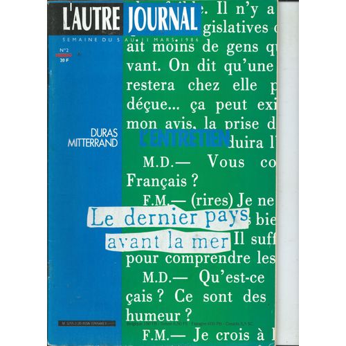 L'autre Journal 05/03/1986 Margueritte Duras/Mitterrand, Max Neuhaus, Roger Nordmann, Dmitri Savitski, Sophie Calle,Macha Poynder,Michel Guy,Dominique Auerbacher,Christophe Beaufils,Jean-Louis Etienne