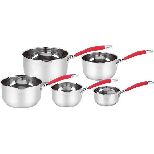 Haussmann Heritage -Série De 5 Piéces Casserole Professionnel Acier Inoxydable- 12/14/16/18/20cm-(Poignée Rouge)-Tous Feux Dont Induction