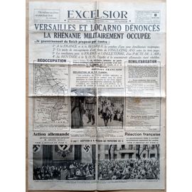 8 Mars 1936 : L'excelsior, Vieux Journal Authentique Et Complet (Militarisation Rhénanie)