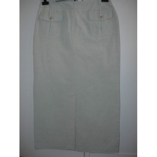Jupe Cyrillus Mi-Longue Beige/Vert Très Pastel, Taille 42