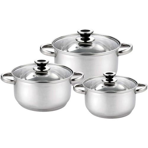 Haussmann Héritage® - 3 Pièces Marmite Faitout Acier Inoxyable Avec Couvercles En Verre20/22/24cm - Tous Feux Dont Induction - Hm-0613