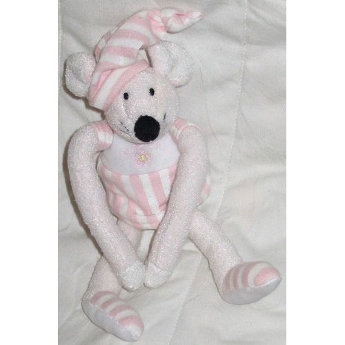 Doudou - Souris Rayé Rose Et Blanc Luminou - 23 Cm