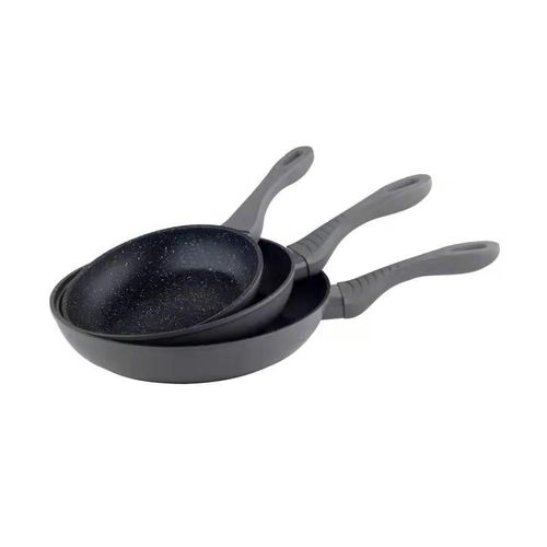 Haussmann Heritage Set De 3 Poêles 20/24/28cm(Grise) Anti-Adhésives Pour Tous Types De Cuisinières,Revêtement Type Pierre - Tous Feux Dont Induction - Sans Pfoa