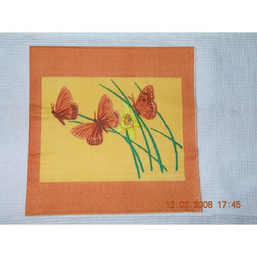 Lot De Seviettes Déco: Papillons Sur Tige Fleurie