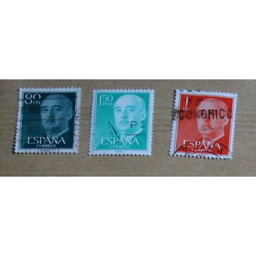 3  Timbres Oblitérés, Espagne, Franco