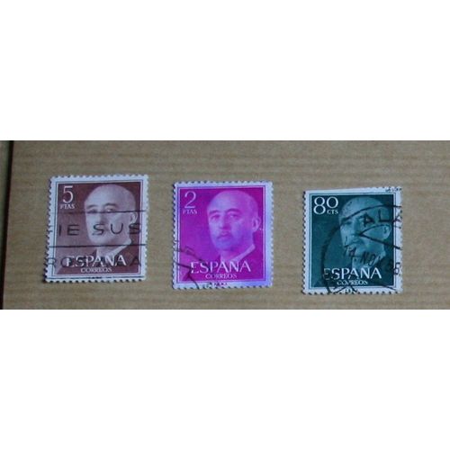 3  Timbres Oblitérés, Espagne, Franco