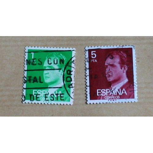 2  Timbres Oblitérés, Espagne, Roi D'espagne