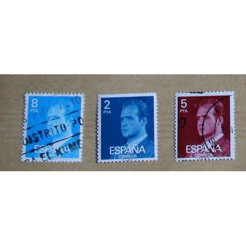 3  Timbres Oblitérés, Espagne, Roi D'espagne