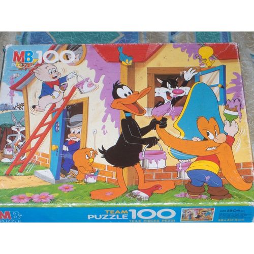 Puzzle - 100 Piéces - Les Toons Repeignant Une Maison