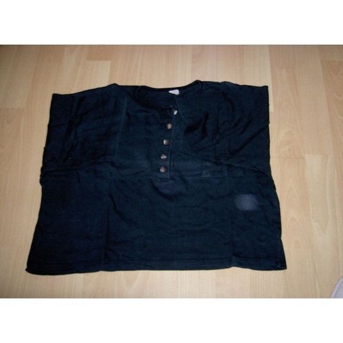 T-Shirt (Col Rond) 3 Suisses Noir Avec Poche Et Boutons Longueur Courte Taille L