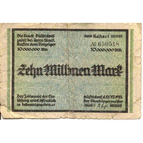 Reichsbanknote De 10 Millions De Mark