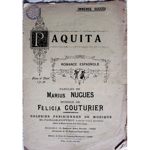 Paquita Romance Espagnole Nugues / Couturier