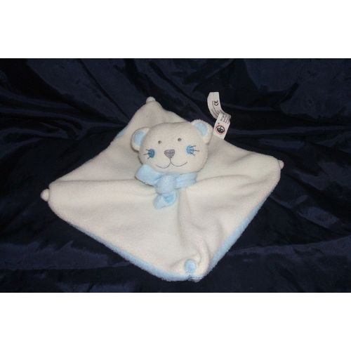 Sergei Socks Doudou Chat Ours Plat Polaire Bleu Blanc