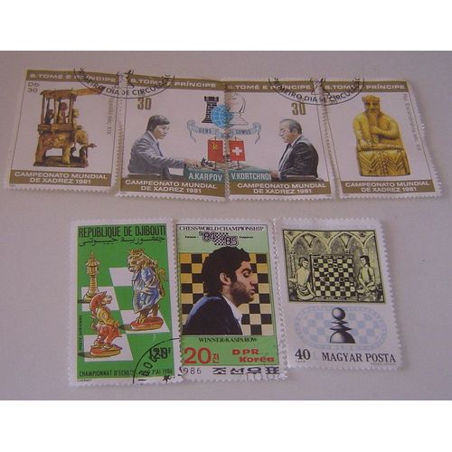 Timbres Theme Echecs - Lot De 7