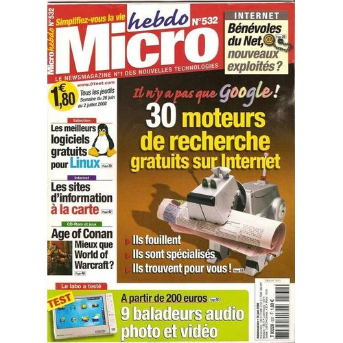 Micro Hebdo  N° 532 : 30 Moteurs De Recherche Gratuit Sur Internet