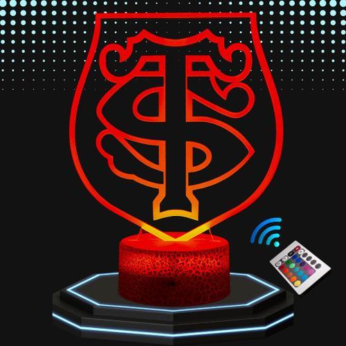 Lampe De Chevet 3d Led Rugby Stade Toulousain, Veilleuse Changement Couleurs, Lampe Tactile Bureau Et Chambre Enfant, Eclairage D’Ambiance Décoration De Maison 3d, Idée Cadeau Anniversaire Et Noël.