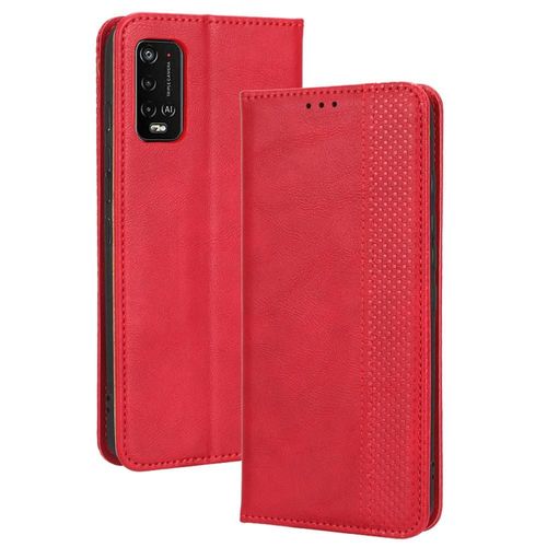 Coque Pour Wiko Power U20/U10 Cuir Pu Fermeture Magnétique Portefeuille - Rouge
