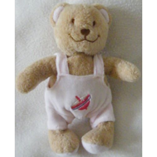 Doudou - Peluche Ours Salopette Rose - 19 Cm