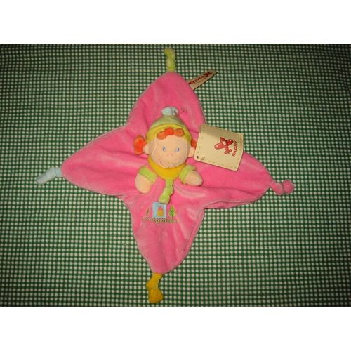 Doudou Plat - Lutin Poupée Rose