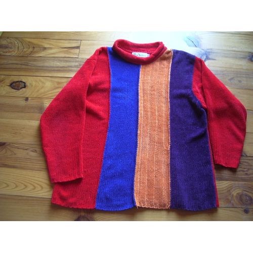 Pull (Col Rond) Miss Victoria Taille38/40 , Multicolore Effet Velours