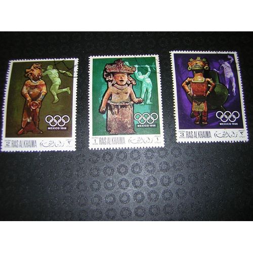 Timbres Ras Al Khaima Lot De 3 Jeux Olympiques 1968