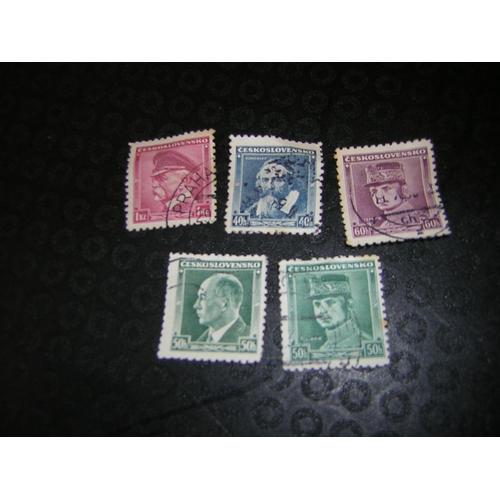 Timbres République Tchèque Lot De 5 Personnages Politiques