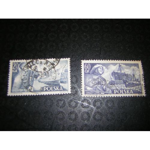Timbres Pologne Lot De 2 Thème Marins