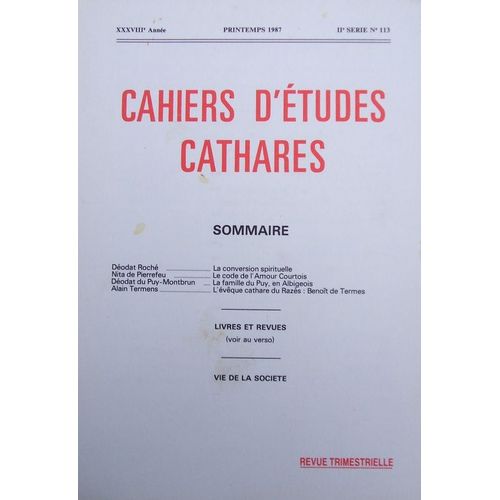 Cahiers D'études Cathares  N° 113