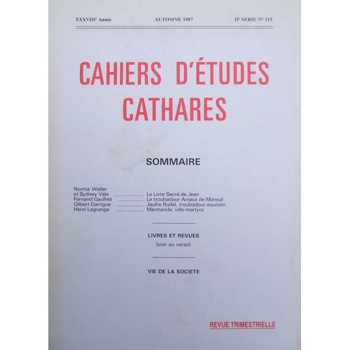 Cahiers D'études Cathares  N° 115