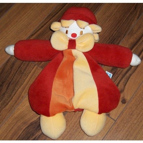 Doudou - Clown Rouge Orange Jaune - 30 Cm