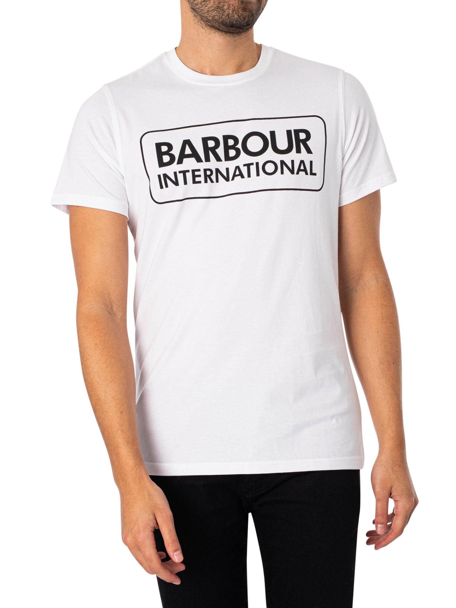 Barbour International T-Shirt Essential Large Logo, Blanc