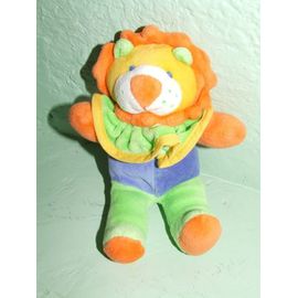 Doudou - Lion Multicolore Orange, Bleu, Vert Et Jaune - 20 Cm