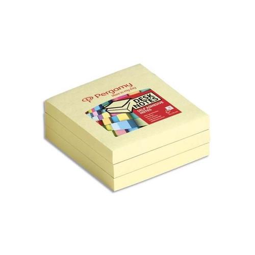 Pergamy Bloc 100 Notes Adhésives 76 X76 Mm Repositionnable Jaune