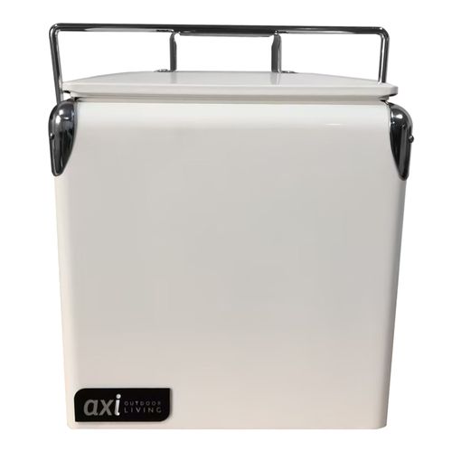 Axi Retro Mini Glacière Blanche - Petite Glacière Avec Couvercle Amovible Et Décapsuleur - Capacité 13l/10 Kg - Glacière Domestic - Idéale Pour Fête Ou Barbecue