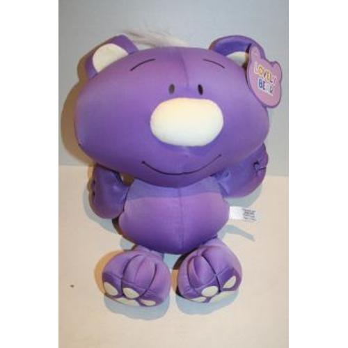 Peluche Nounours Doudou Lycra Microbilles Ultra Doux 35cm Mauve